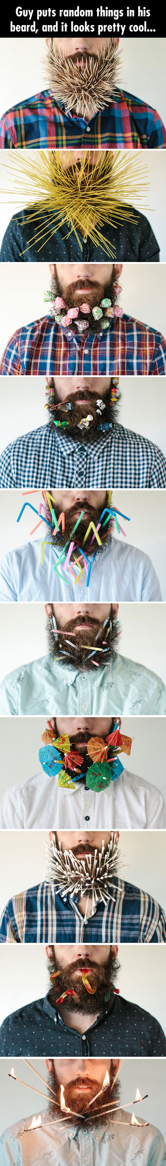 Guy Puts Random Things In His Beard, And It Looks Pretty Cool