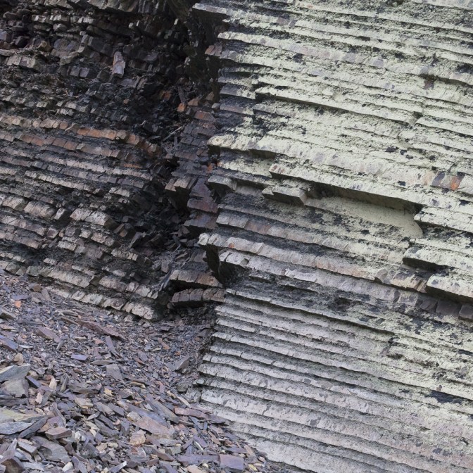 Sedimentary rock layers near Aberystwyth, Ceredigion.
