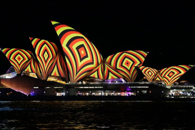 SYDNEY, AUSTRALIA - MAY 27: Sydney Opera House sails light up as part of Vivid Sydney on May 27, 2016 in Sydney, Australia. Vivid Sydney is an annual festival that features light sculptures and installations throughout the city. The festival takes place May 27 through June 18. (Photo by Mark Metcalfe/Getty Images)