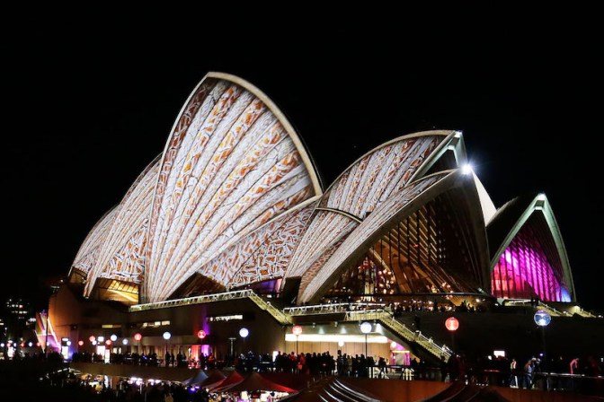 SYDNEY, AUSTRALIA - MAY 27: Sydney Opera House sails light up as part of Vivid Sydney on May 27, 2016 in Sydney, Australia. Vivid Sydney is an annual festival that features light sculptures and installations throughout the city. The festival takes place May 27 through June 18. (Photo by Mark Metcalfe/Getty Images)