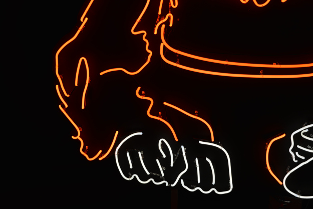 photo of Neon orangutan sculpture 