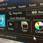  Image description computer screen with inverted contrast activated through zoom text. 