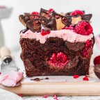 Dark Chocolate Raspberry Fudge Banana Bread (Vegan GF-Option)